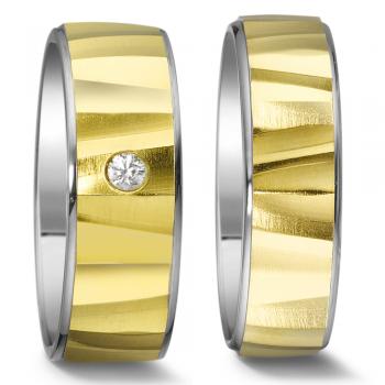 Trauringe Weiss-Gelbgold von Weidner 62154 + 72154